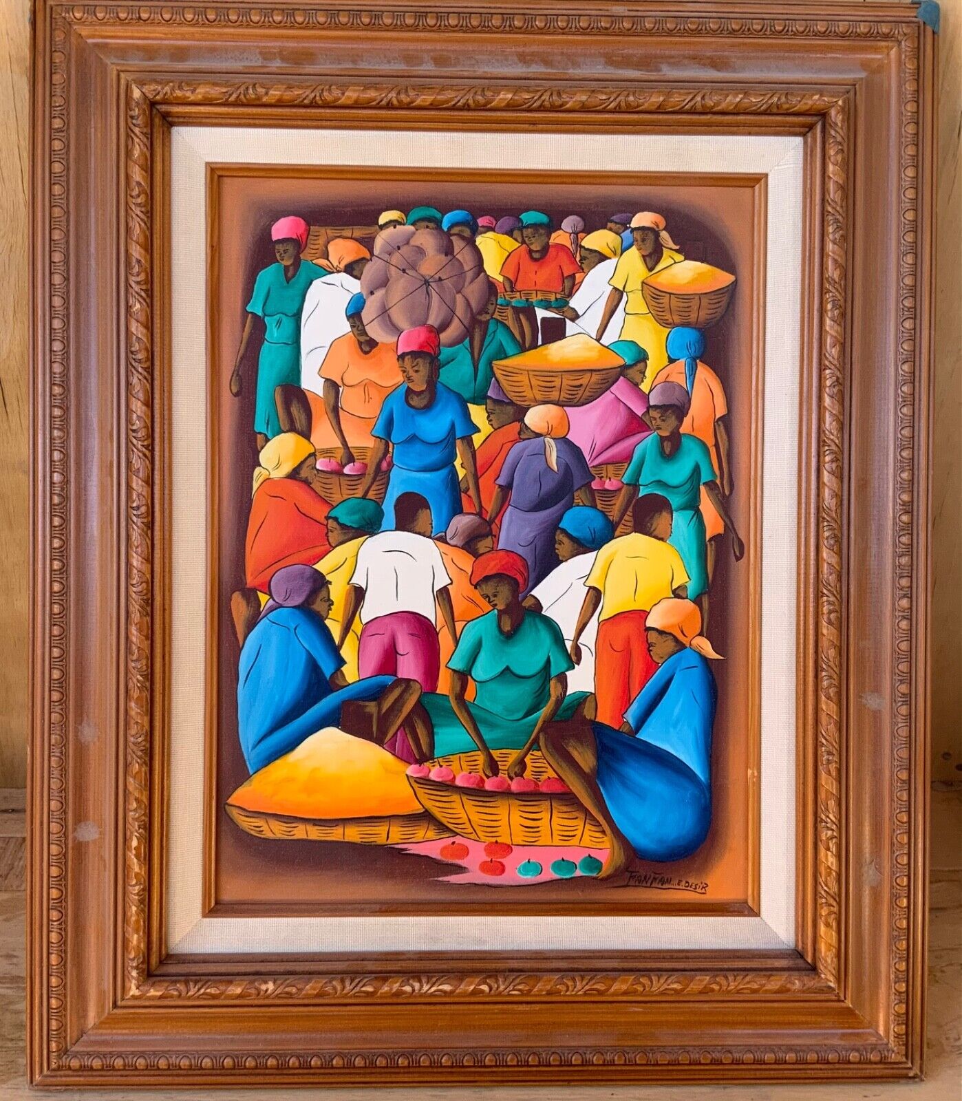 复古海地上市艺术家油画粉丝E. Desir 海地原创艺术| eBay 复古海地上市艺术家油画粉丝E. Desir 海地原创艺术| eBay