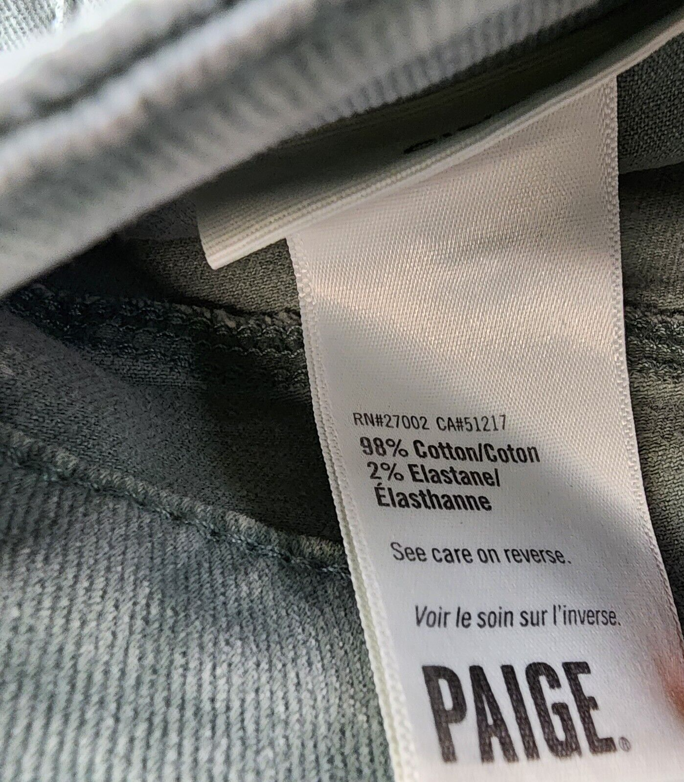 PAIGE Cindy High Rise Ankle Straight Jeans Women's 24 Vintage Light Mint Solid - Picture 10 of 18