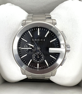Gucci G Chrono Stainless Steel 44mm G Logoed Bezel with black Dial