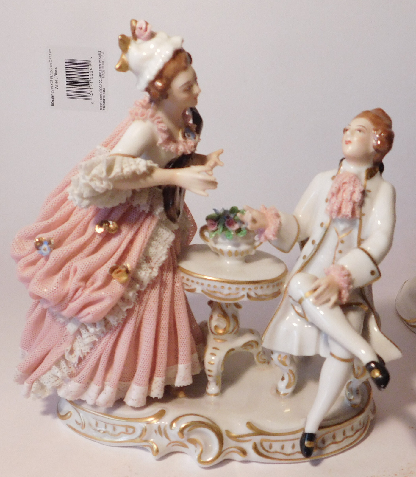 Old Dresden Lace Porcelain Figurine 66 Blue Crown Stamp Mark Franz