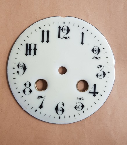 Emaille ZIFFERNBLATT alt für Kaminuhr Tischuhr Pendule  * Durchm. 10 cm
