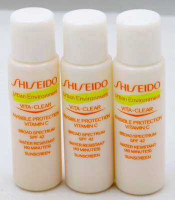3 x Shiseido Urban Environment Vita-Clear SPF 42 7 mL ea Sunscreen Exp 2025