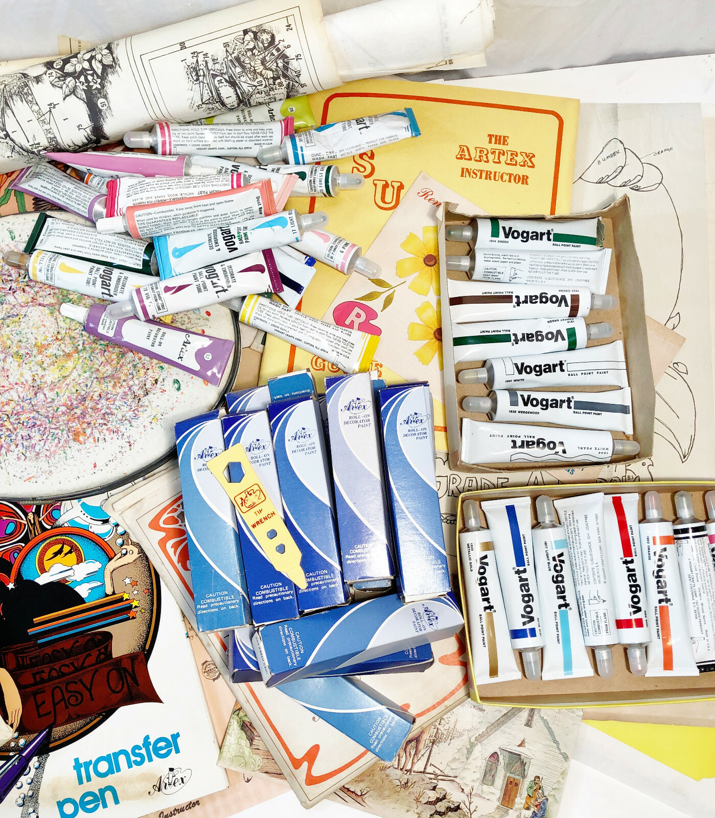 VTG Artex Tri-Chem Lot Fabric Paint Patterns Transfers Fabrics & Supplies HUGE