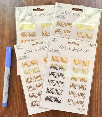 Wedding Love Mr & Mrs Gold 4pkgs -  Scrapbooking Stickers (NEW) Paper Studio