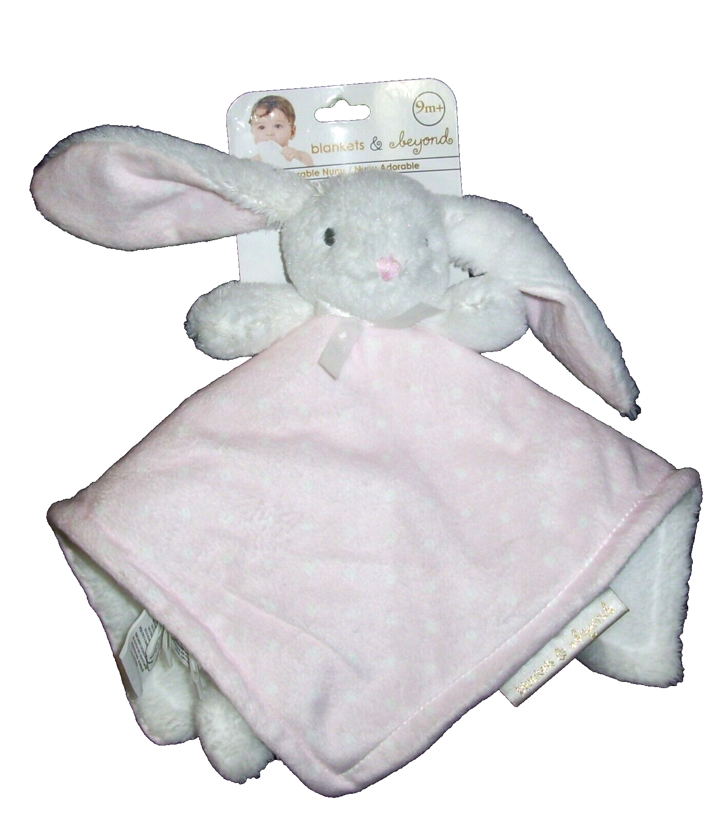 S & Beyond Pink White Polka Dot Dots Bunny Baby Blanket Lovey