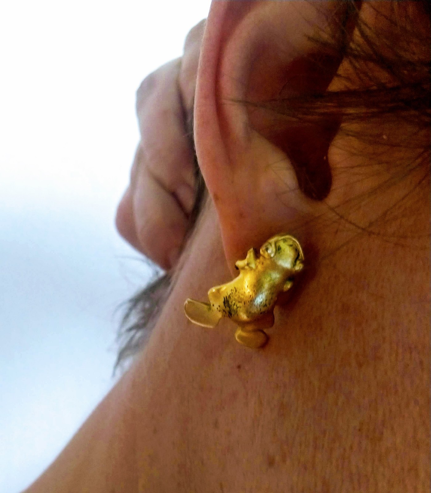 24k Gold Plated Mayan Frog Earrings