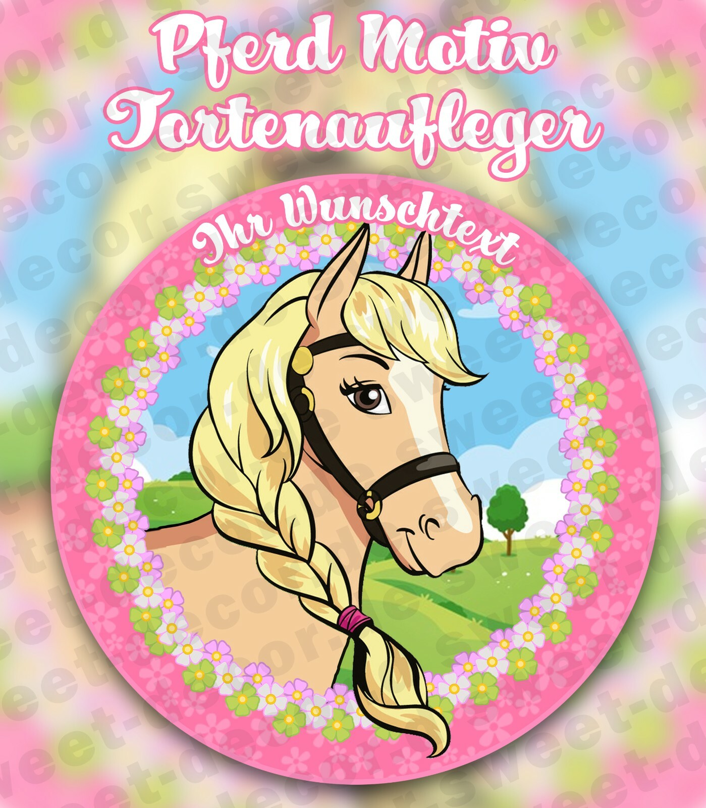 Pferd Motiv Geburtstag Tortenaufleger Eßbar Mädchen Süß Personalisiert Deko 