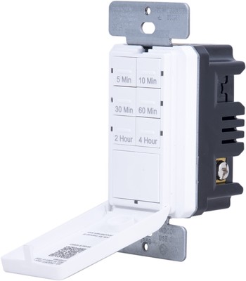 GE In-Wall Light Switch Countdown Timer, Push Button, White