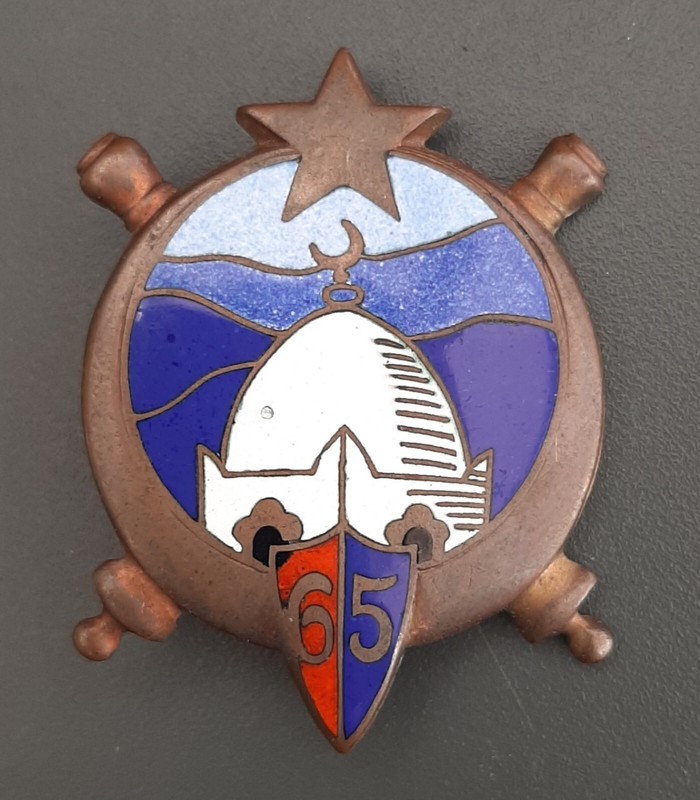 Insigne 65Â° Raa RÃ©Giment Artillerie D' Afrique Ã©Mail Smf 1945 Original Bagde