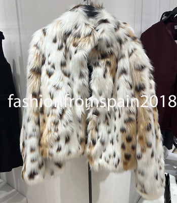 zara faux fur teddy bear crop oversized coat nude beige size xs 134460690660
