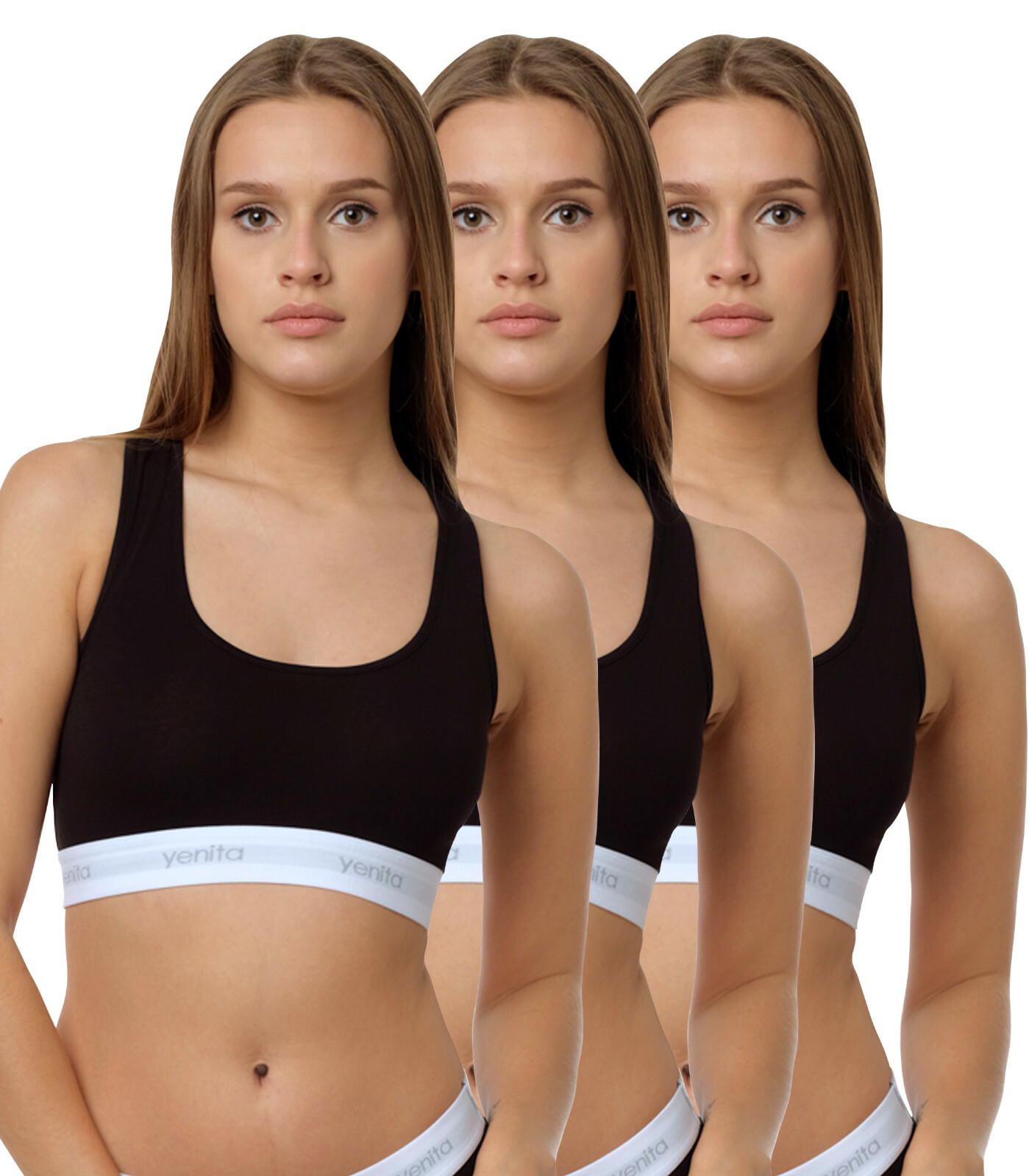 3er Set Yenita Bustier Damen Unterwäsche Sport-BH Racerback Bralette
