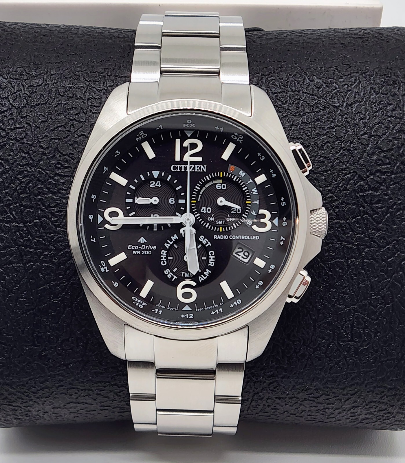 Pre-owned Citizen World Time Radio Controlled Men's Watch Stainless Steel Cb5921-59e
