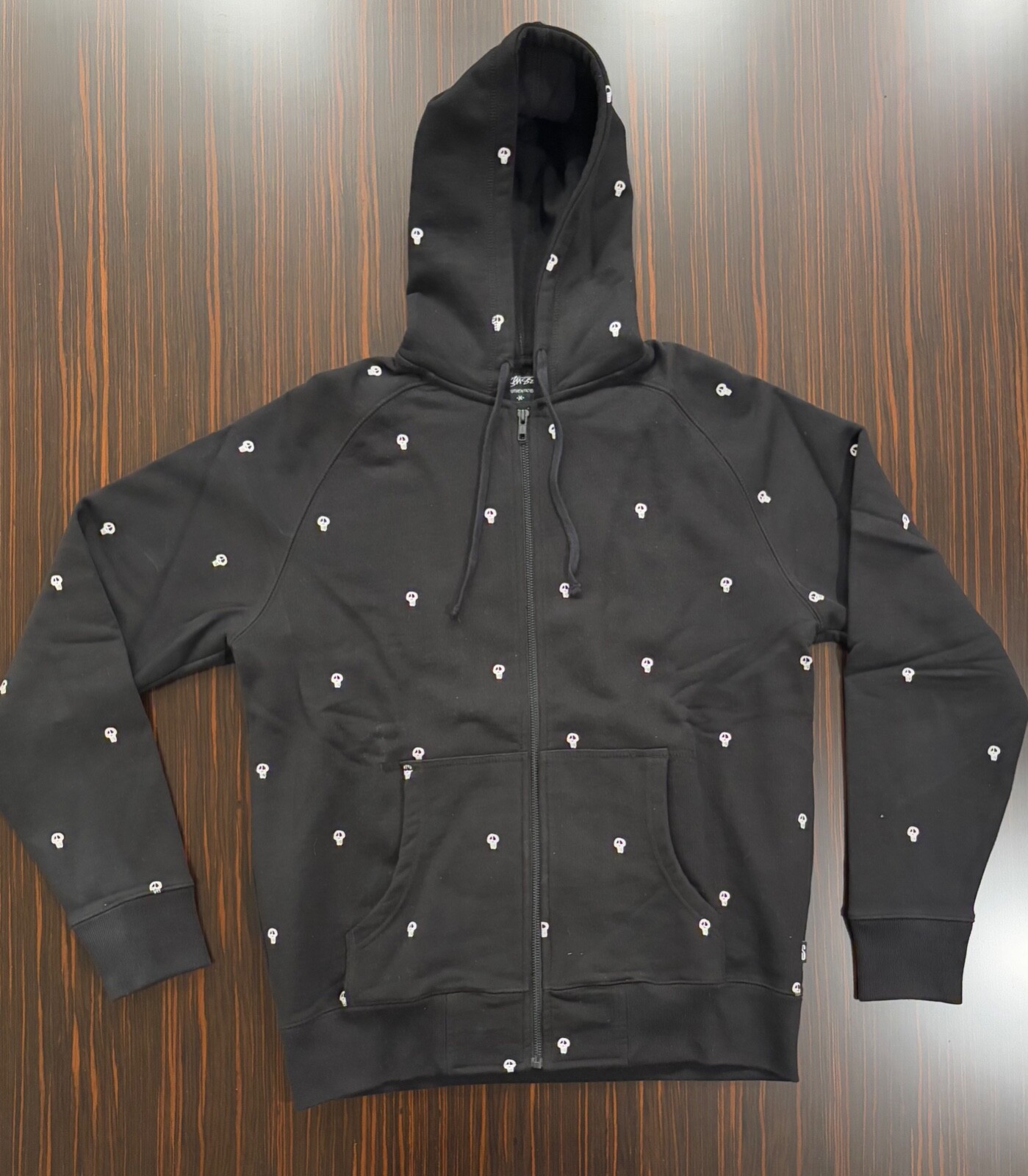 STUSSY men's black skull zip hoodie size M | eBay