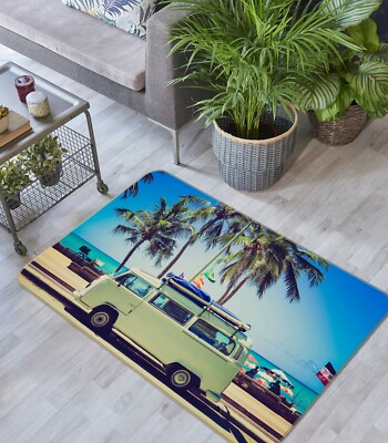 3D Car Coconut Tree A343 Transport Game Non Slip Rug Mat Photo Carpet Zoe