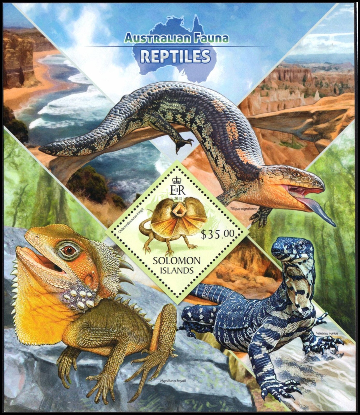 SOLOMON ISLANDS 1357 - Frilled Necked Lizard 