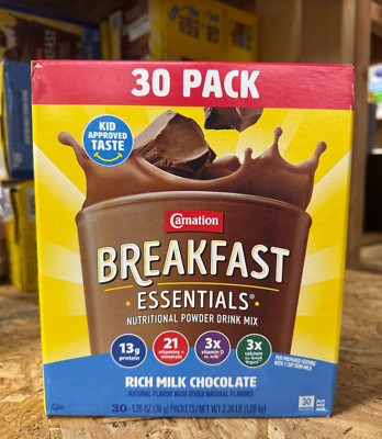 Carnation Breakfast Essentials Nutritional Powder Drink Mix, Chocolate 30 Count