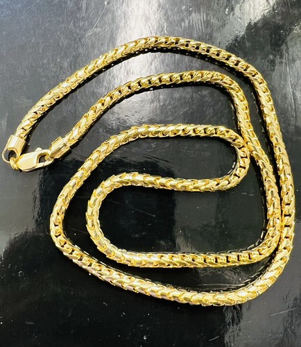 18K Yellow gold solid Franco chain Necklace 24 inch Lobster