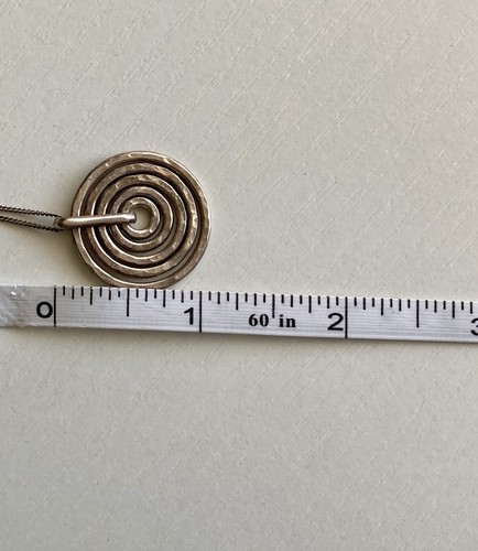 Sterling Silver Solid Round Pendant Curb Chain 18” Necklace Vintage 925 Signed