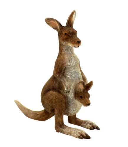 9.5cm Australian Native Kangaroo with Joey Statue Outdoor Ornament Figurine