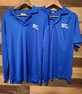 Best Buy Employee Work Polo Shirt Long Sleeve And Short Sleeve Lot Of 2