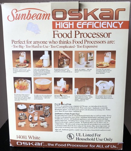 *NICE*Vintage Sunbeam Oskar Food Processor Model 14081 500 Watts Made In France