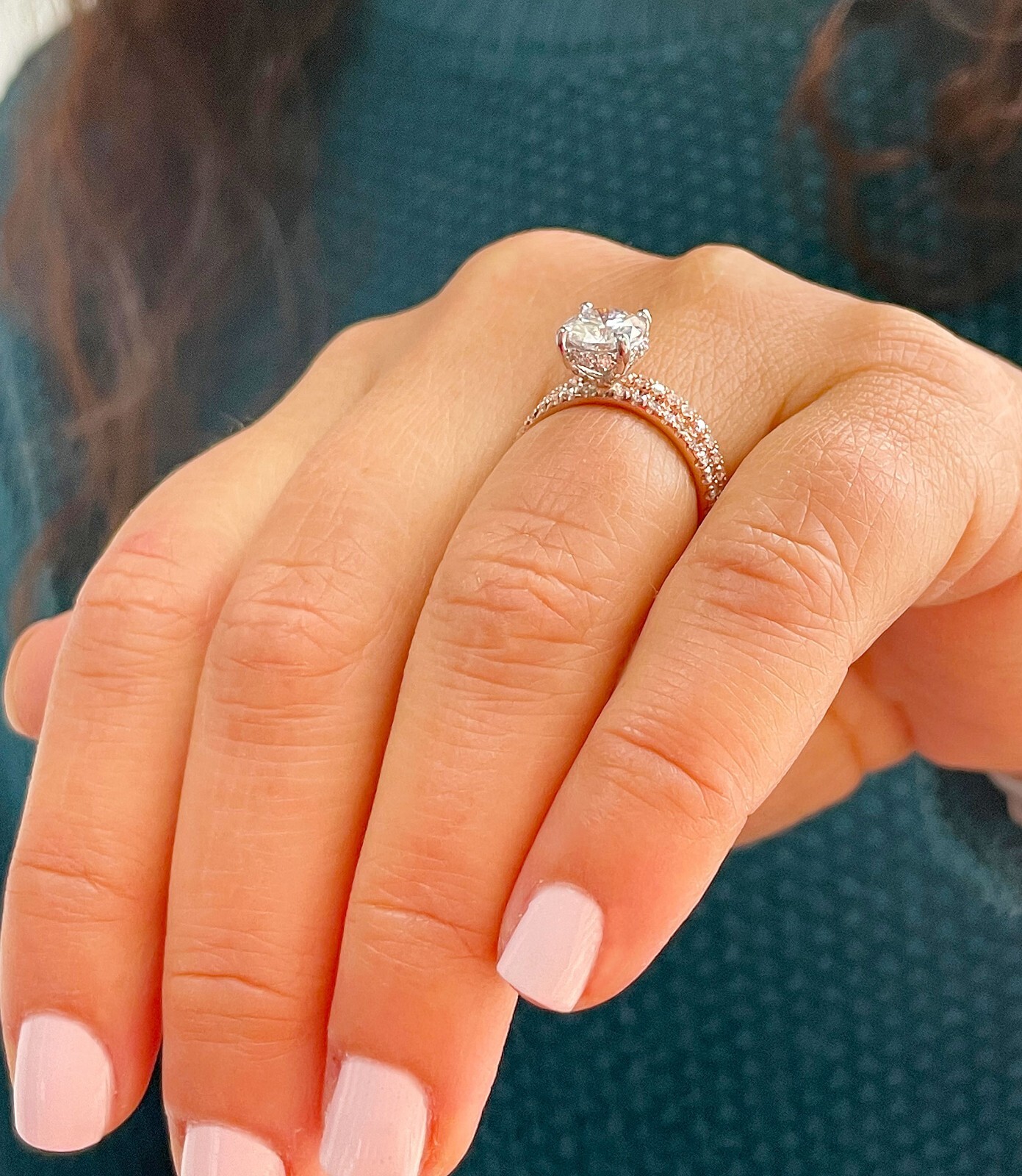 Pre-owned Knr Gia Certified 14k Solid Rose Gold Round Diamond Engagement Ring And Band 2.10ct In White