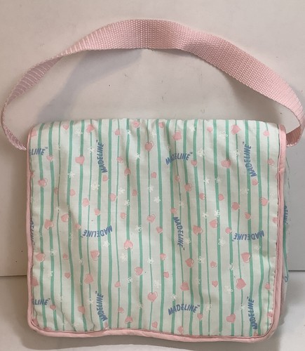 Vintage Madeline Baby Doll Diaper Bag Eden Fold over Cloth Green Pink Accessory