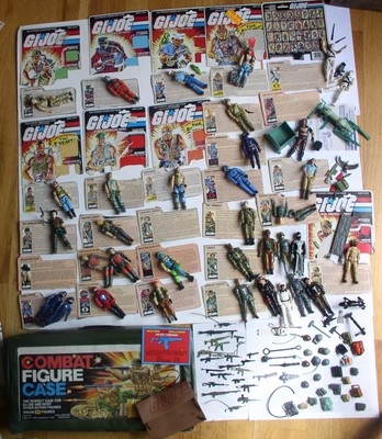 LARGE LOT OF VINTAGE 1980s GI JOE amp COBRA ACTION FIGURES  WEAPONS CARDS WOW