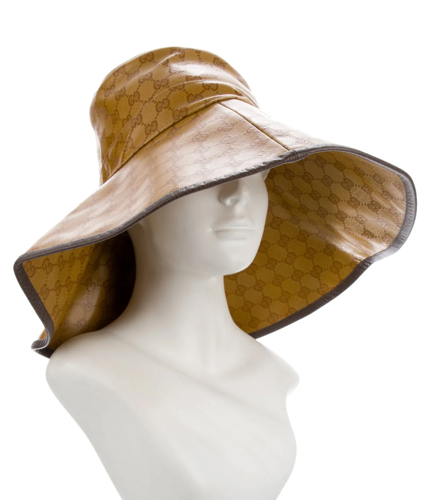 Gucci GG Monogram Leather Oversized Bucket Hat w/ Tags XS sz