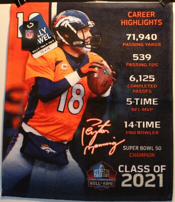 2021 Peyton Manning Hall of Fame 15 x 18'' Rally Towel HOF Denver Broncos