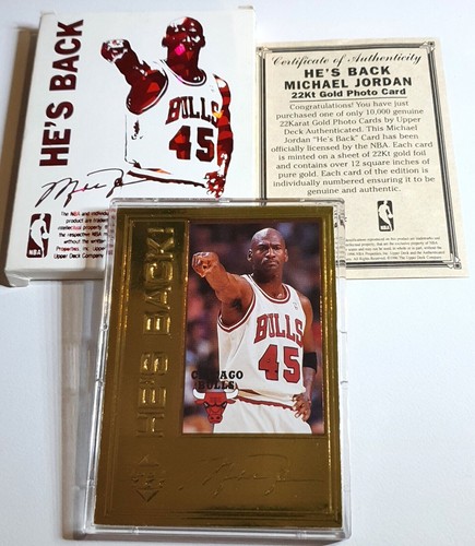 マイケルジョーダン　UPPER DECK 24k authenticated Upper Deck 24k Gold Michael Jordan Commemorative Card | eBay