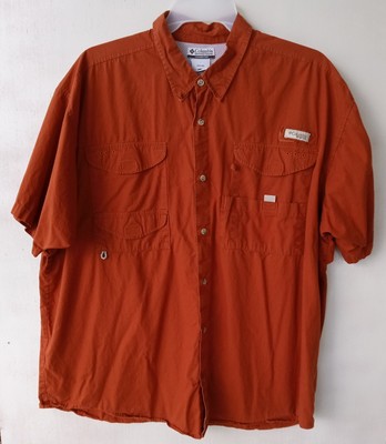 Columbia PFG Vented Fishing Shirt XXL Burnt Orange Short Sleeve  Preowned