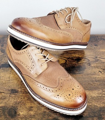 Thomas & Vine Mens Ridley Wingtip Derby Shoes Cognac Gen Leather 002048 Size 12M
