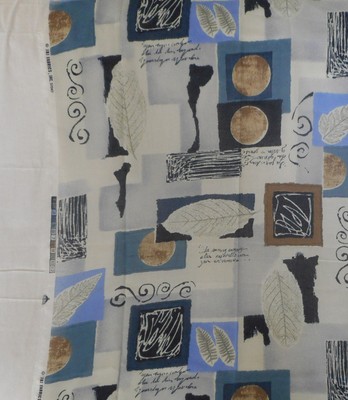 Fabric Lightweight Sheer Printed Modernistic Leaves Foliage JBJ 62 Wide 1 Yard