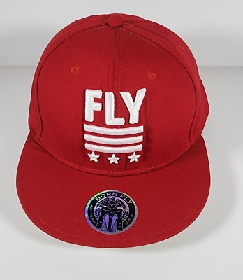Born Fly Snapback Hat Cap Red White Rise Up Brim Adjustable 