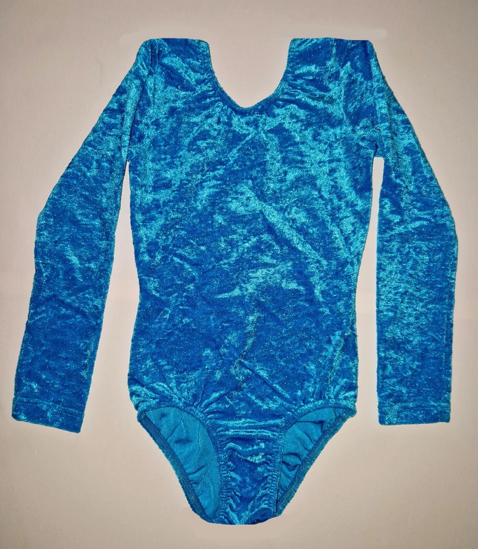 Turnanzug, Gymnastikanzug Lm-13439*Blau Mit ÃRmeln* (Samt) - Neu