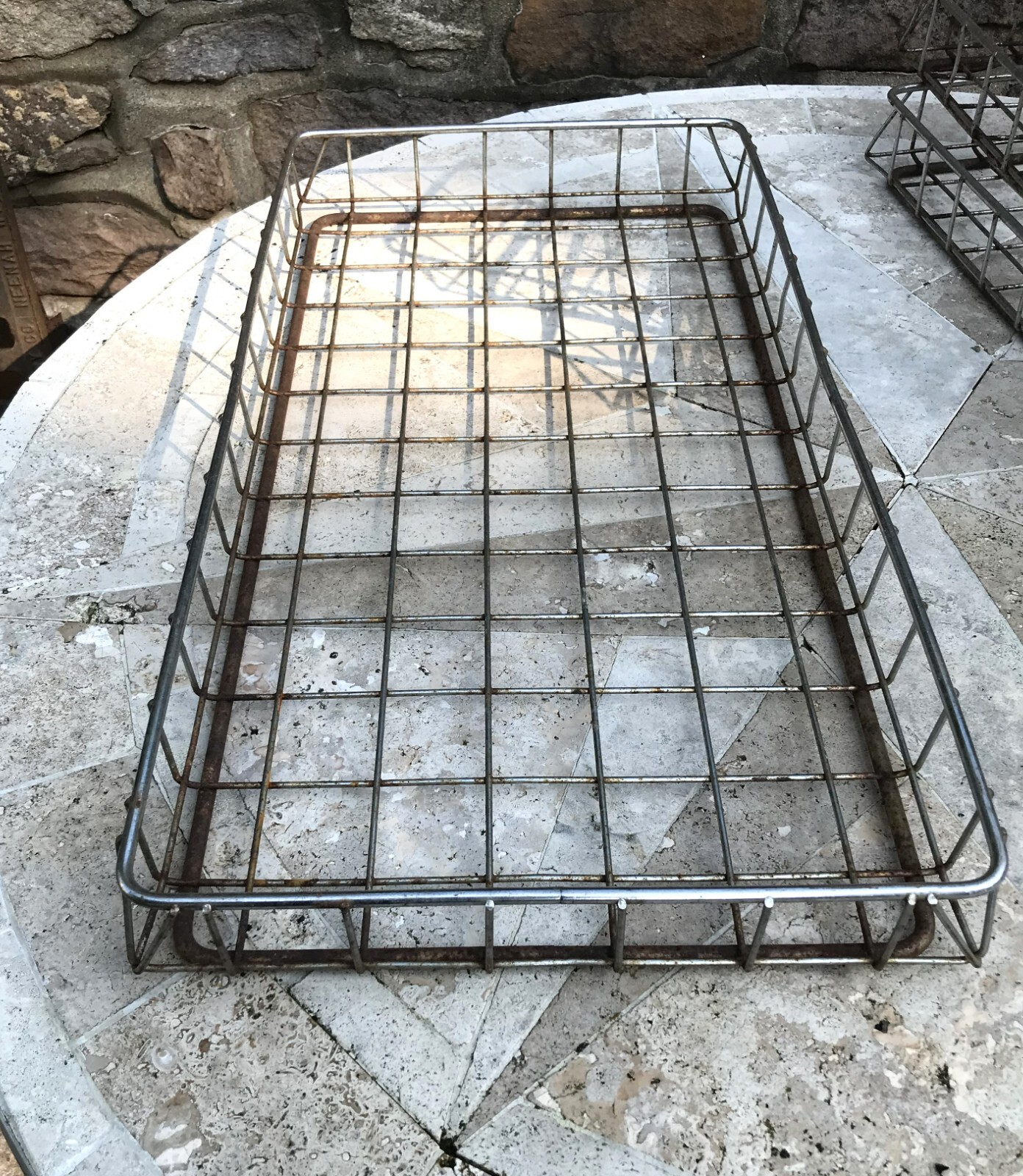 Vintage Large Authentic Industrial Metal Wire Baskets Trays