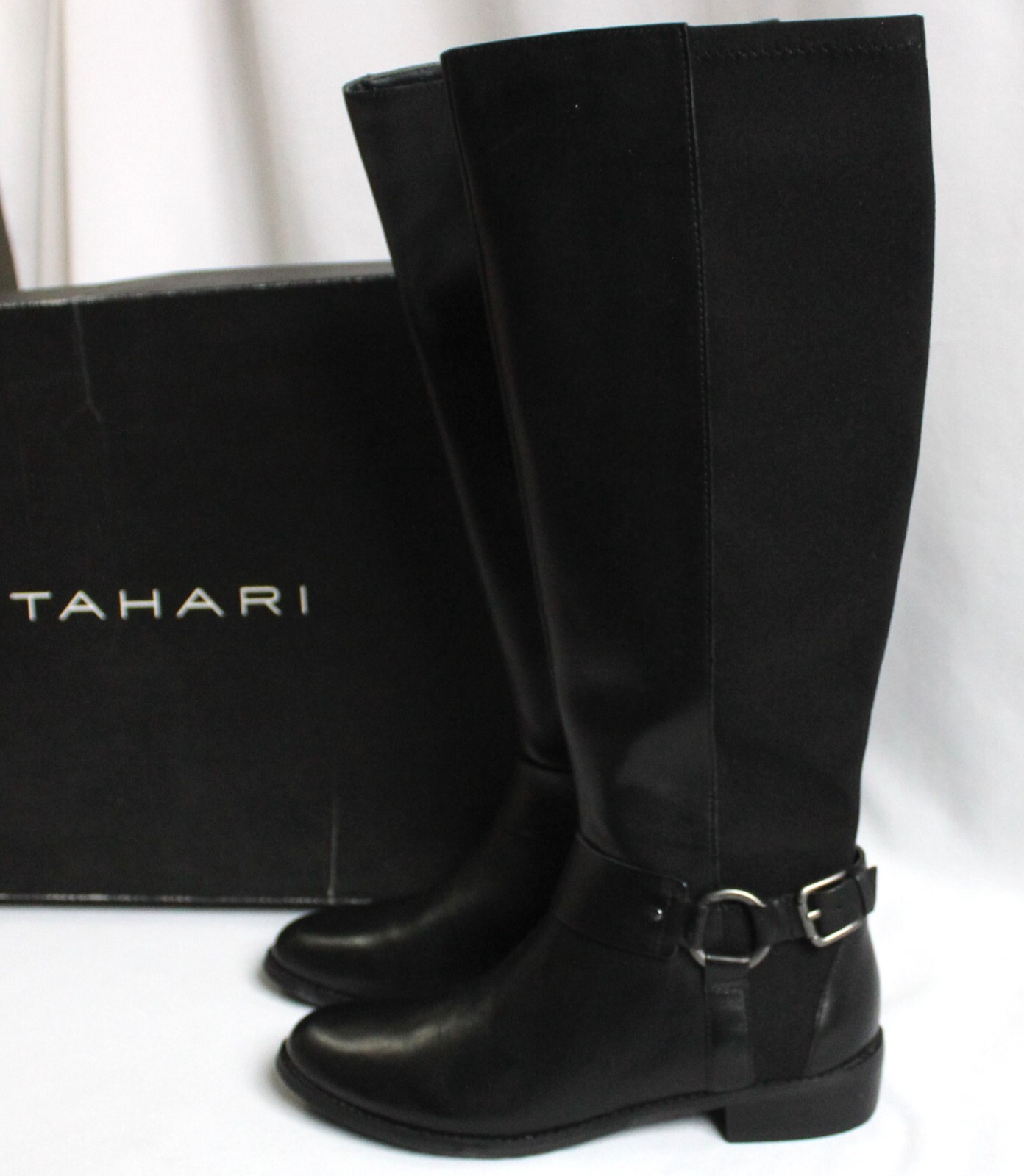 Tahari Women's Size 5M TA-Robbie Black Tall Leather/Fabric