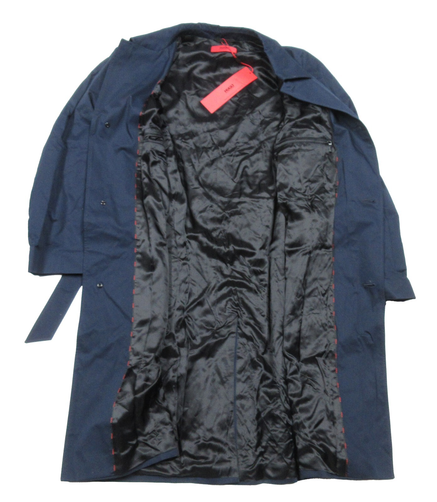 Pre-owned Hugo Boss Red Label Men's Navy Marco 1941 Belted Trench Coat $445 In Blue