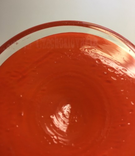 2- ART DECO Made in Czechoslovakia Tango Red Glass With Black Rim 6 1/2” Vases.