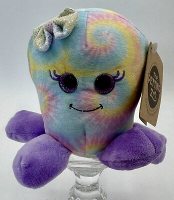 The Petting Zoo Octopus Mini Plush 5  Glittery Eyes Tye Dye Wearing Bow 2021