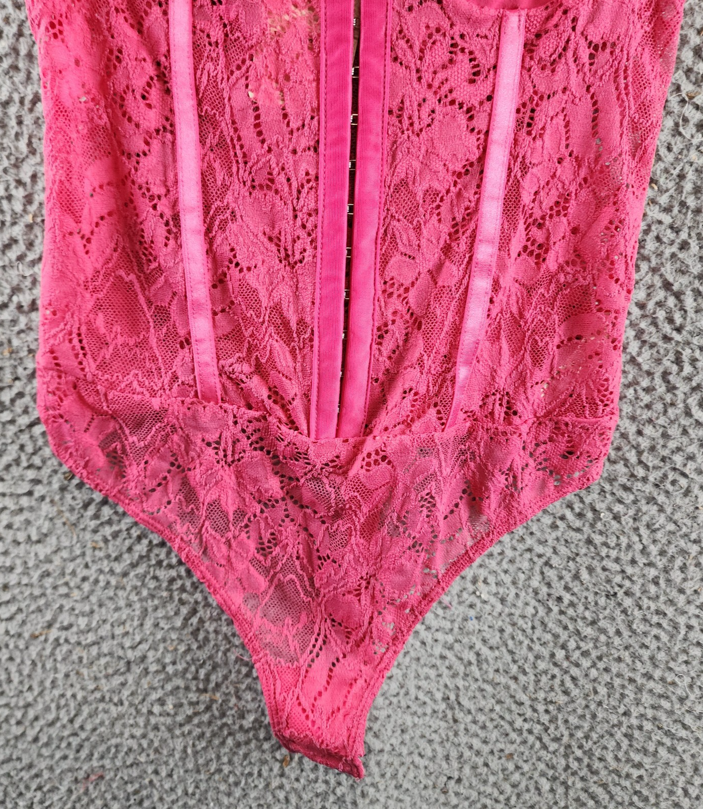 Free People Lace Night Rhythm Bodysuit Women's XS Raspberry Sorbet Hook-And-Eye - Picture 3 of 14
