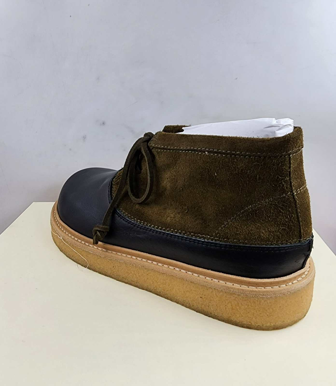 Marni Logo-Tag Leather Ankle Boots Men's 41/8US Black/Olive Round Toe Colorblock - Picture 11 of 16