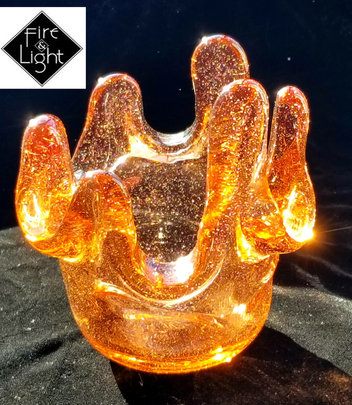 Signed Fire & Light Copper Splash Votive Candle Holder - Recycled Glass Rare Signed Fire & Light Copper Splash Votive Candle Holder - Recycled Glass Rare