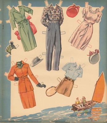 VINTAGE 1948 OUTDOOR PAPER DOLL LASER REPRODUCTION~UNCUT BEST LO PRICE NO1 SELLR