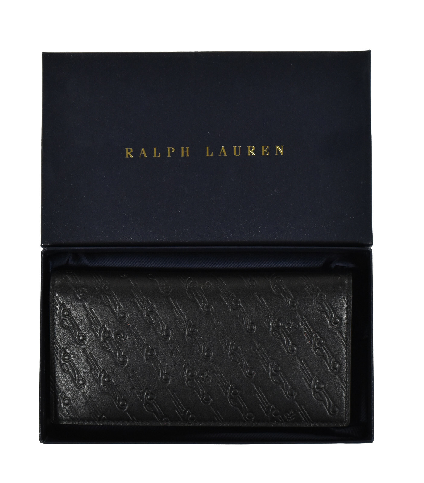 Pre-owned Ralph Lauren Purple Label Leather Retro Cars Breast Pocket Wallet $595 In Black