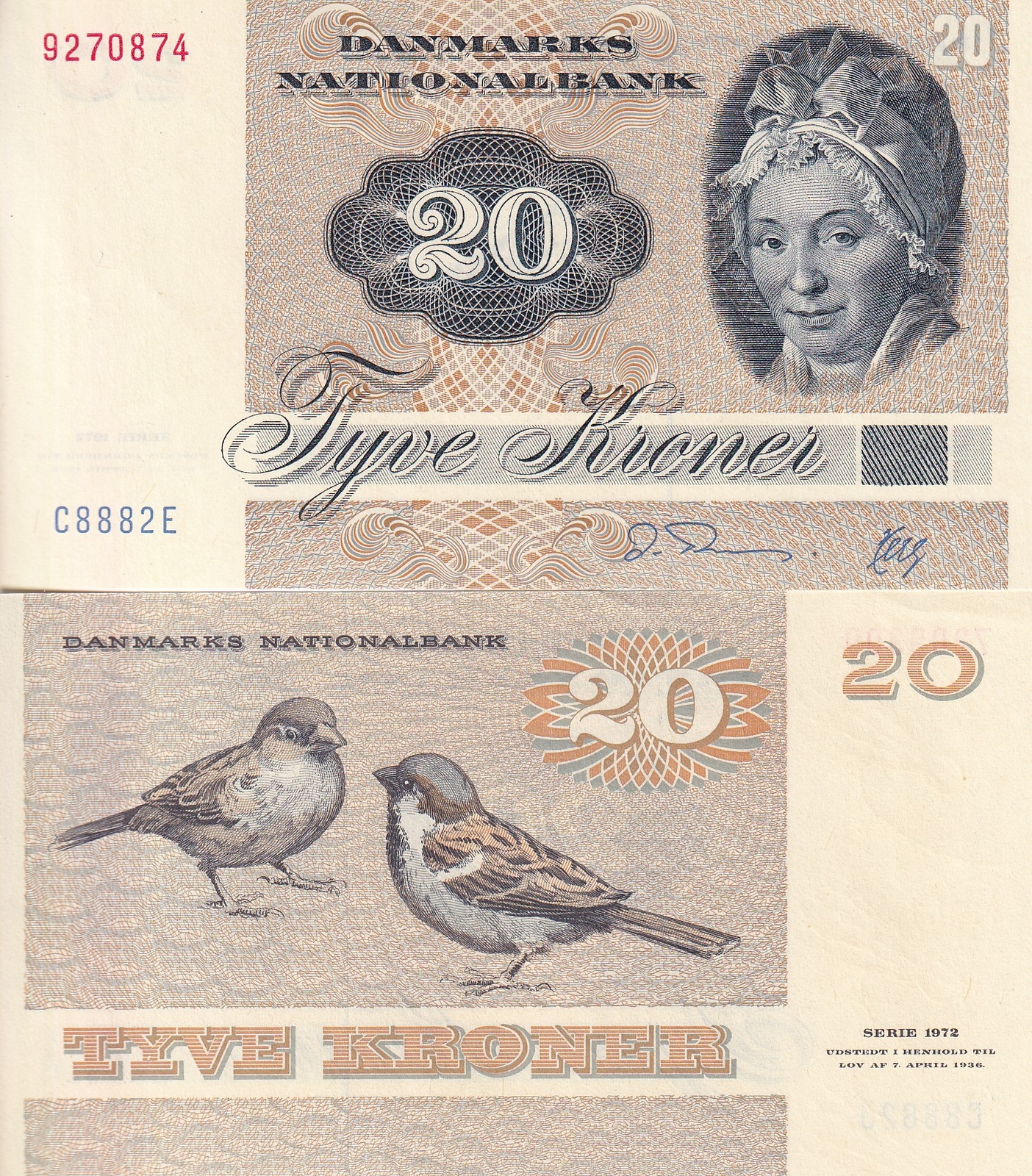 Denmark 20 Kroner 1988 Random Signature P 49 Crisp But AUnc
