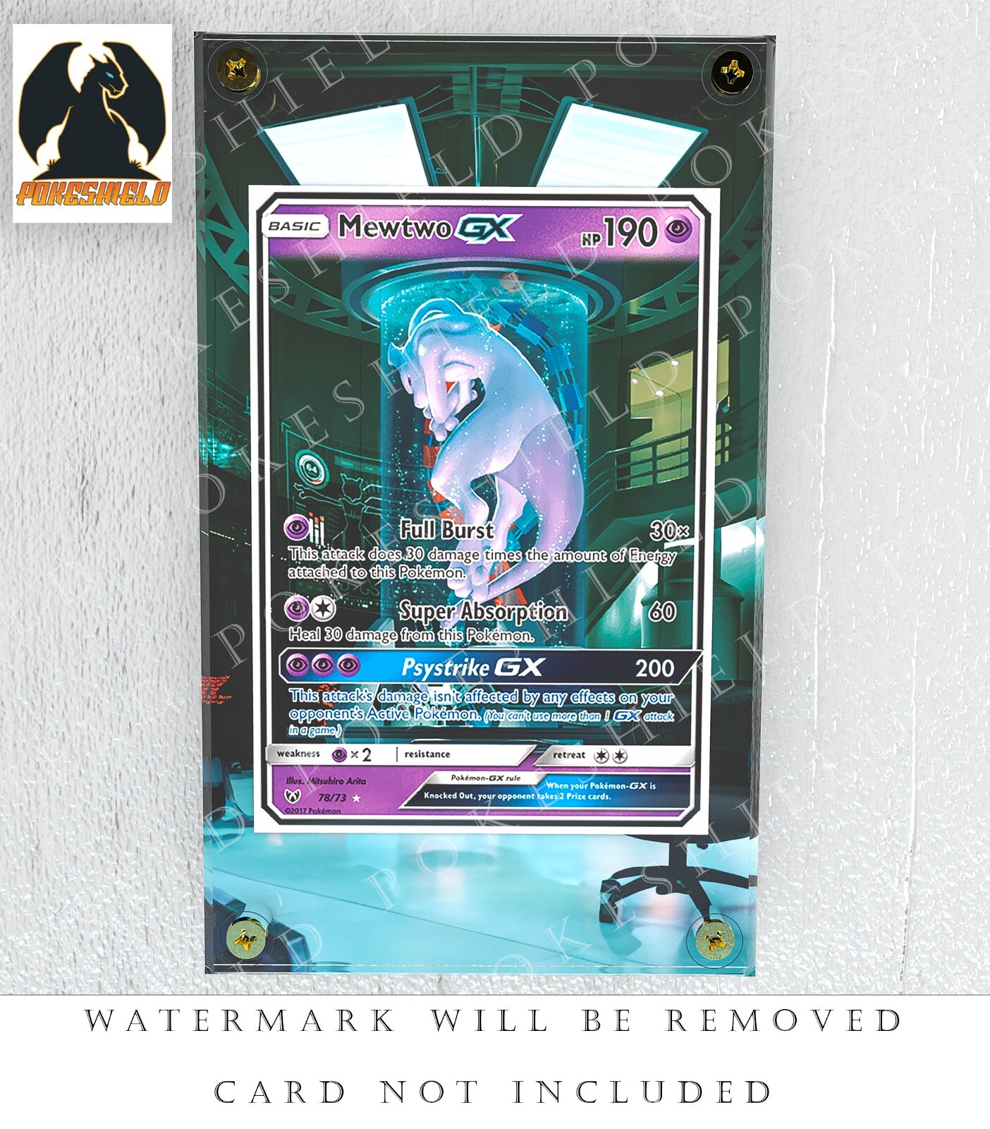 Mewtwo GX Alternate Art Custom Pokemon Card Display Case