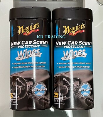 (2-Pk) Meguiar's NATURAL SHINE New Car Scent PROTECTANT Odor Re-Fresher 60 WIPES