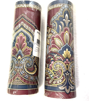 Lot of 2 D W Wallcovering #277 Burgundy Navy Pre-pasted 5'' Vintage Border NOS